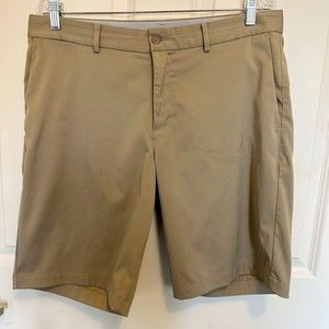 Nike Tiger Woods TW  2.0 Khaki Chino Flat Front Golf Shorts Mens Size 34